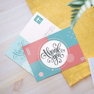 4.5in x 5.5in sized postcard on desk